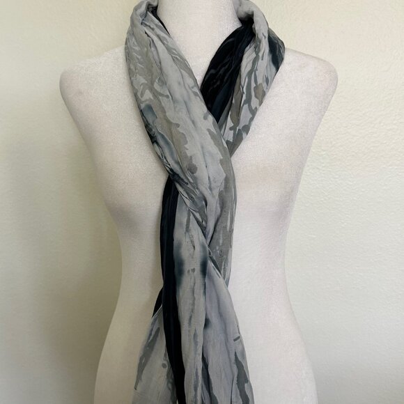 Hands to Hearts Scarf Hand Dyed Blue Grey Made in Bali 100% Rayon Soft Touch - Picture 6 of 7